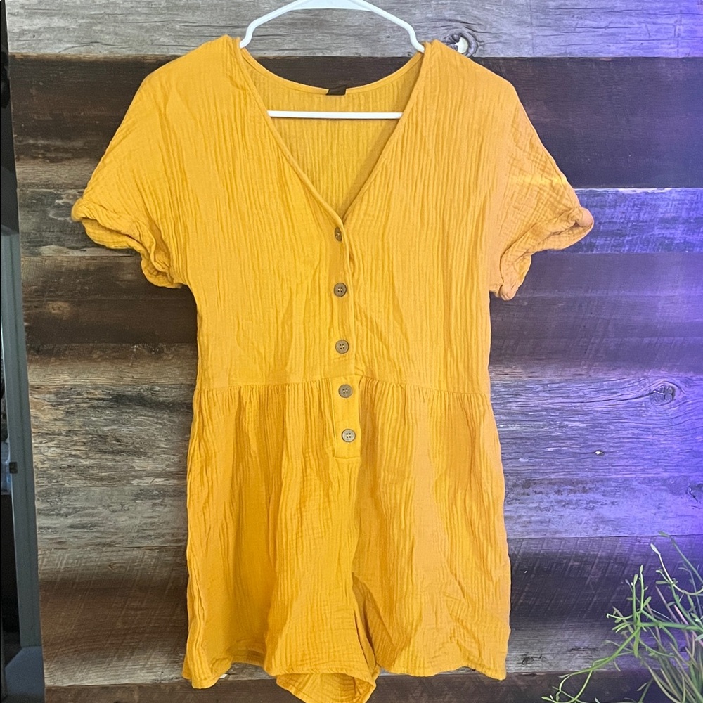 Women's Yellow Button-Front Romper